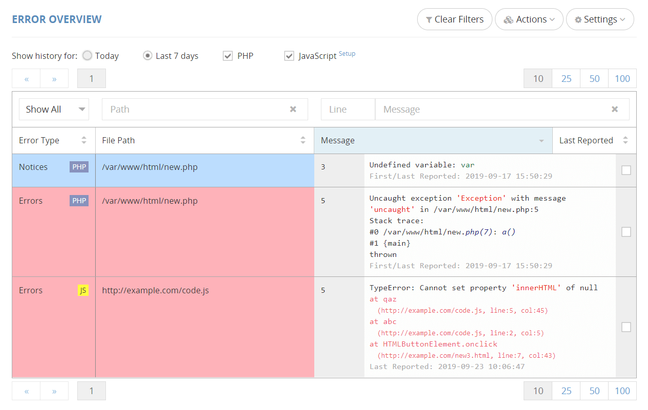 Image depicting error reporting feature on ionCube24